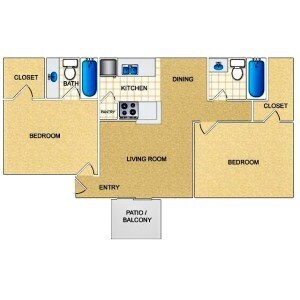 B2 - 2 Bed/2 Bath WD 4602 floor plan
